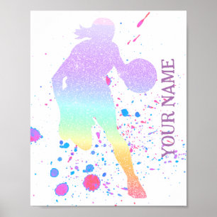 Basketball Spieler Girl Coach Gradient Team Court Poster