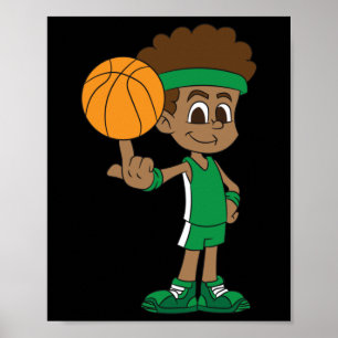 Basketball-Spieler hat einen auf Finger drehenden Poster