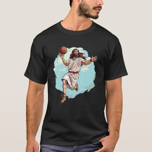 Basketball Spieler Jesus Hoops spielen Ball Lord a T-Shirt (Vorderseite)