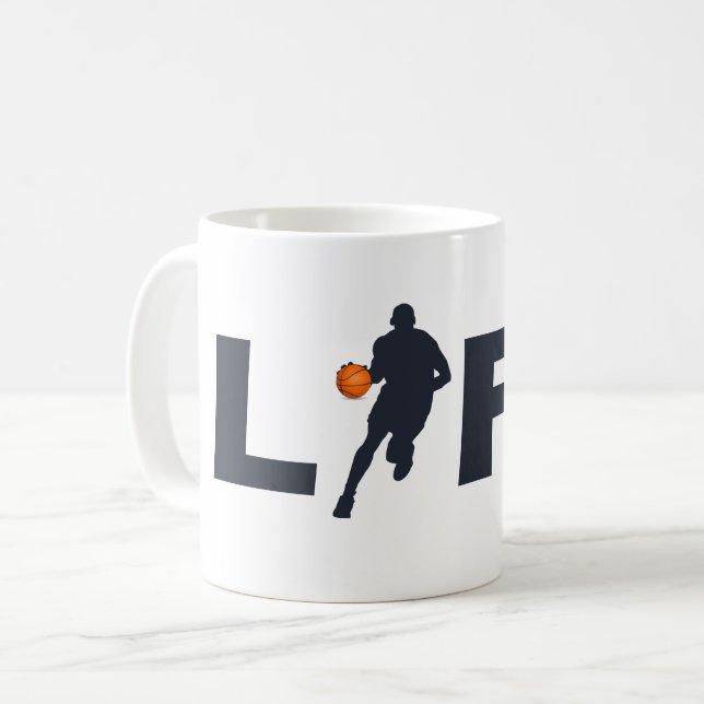 Basketball-Spieler live blauer Text Kaffeetasse (Vorderseite Links)