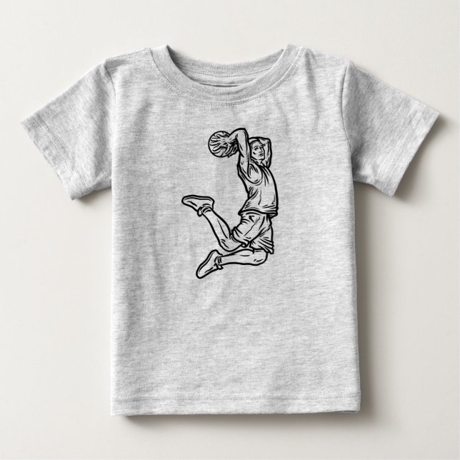 Basketball-Spieler macht Slam Dunk Dunkles Design Baby T-shirt (Vorderseite)