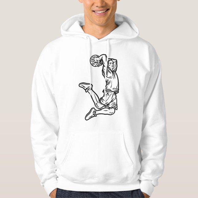 Basketball-Spieler macht Slam Dunk Dunkles Design Hoodie (Vorderseite)