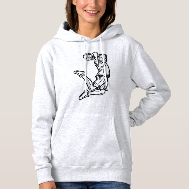 Basketball-Spieler macht Slam Dunk Dunkles Design Hoodie (Vorderseite)