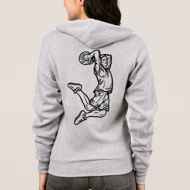 Basketball-Spieler macht Slam Dunk Dunkles Design Hoodie (Rückseite)