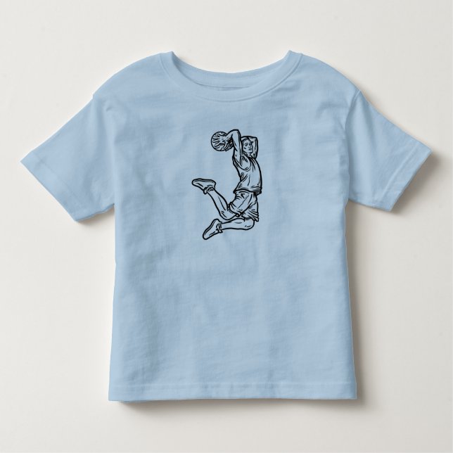 Basketball-Spieler macht Slam Dunk Dunkles Design Kleinkind T-shirt (Vorderseite)