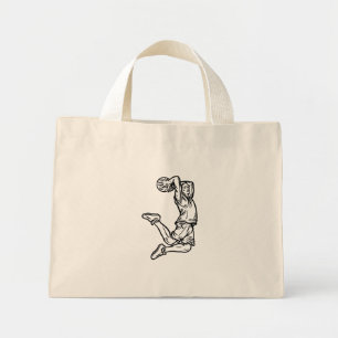 Basketball-Spieler macht Slam Dunk Dunkles Design Mini Stoffbeutel
