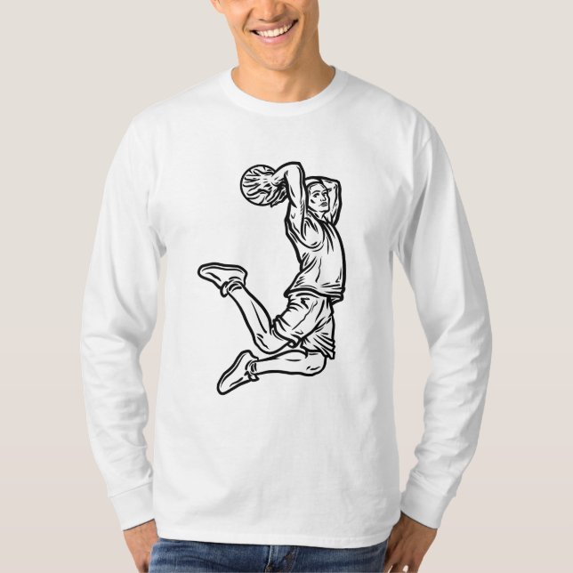 Basketball-Spieler macht Slam Dunk Dunkles Design T-Shirt (Vorderseite)