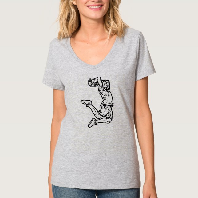 Basketball-Spieler macht Slam Dunk Dunkles Design T-Shirt (Vorderseite)