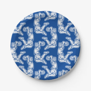 Basketball-Spieler macht Slam Dunk Light Design Pappteller