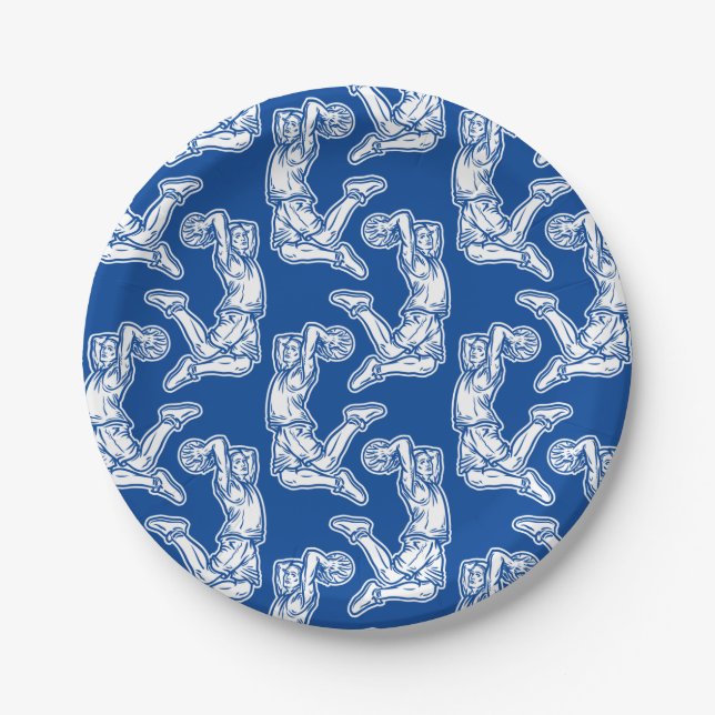 Basketball-Spieler macht Slam Dunk Light Design Pappteller (Vorderseite)