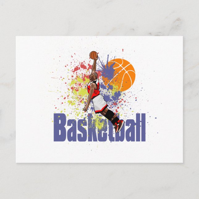 Basketball-Spieler mit Farbe spritzt Postkarte (Vorderseite)