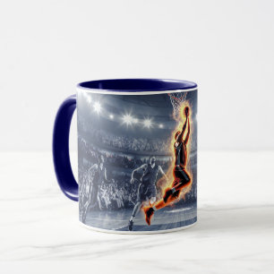 Basketball-Spieler mit Feuerschieber Dunk Tasse