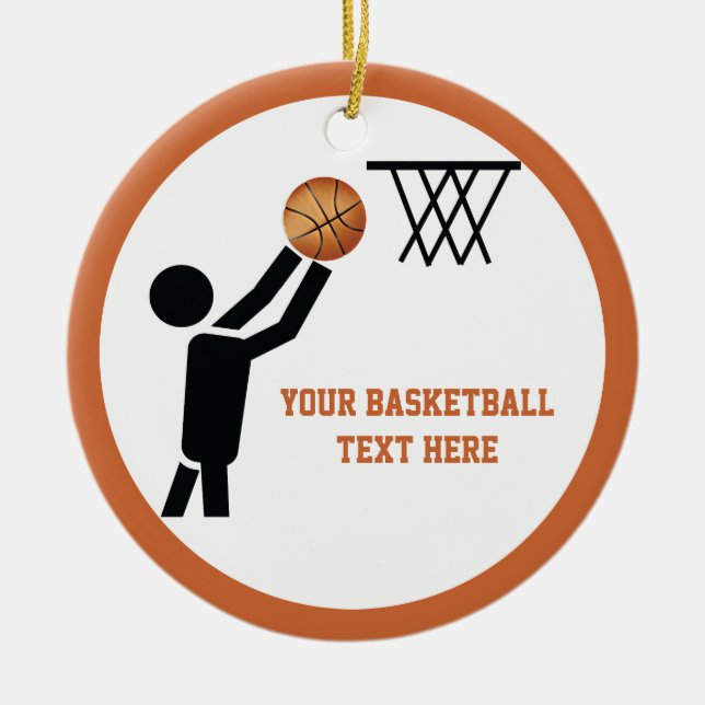 Basketball-Spieler mit Kugel rund Keramikornament (Vorne)