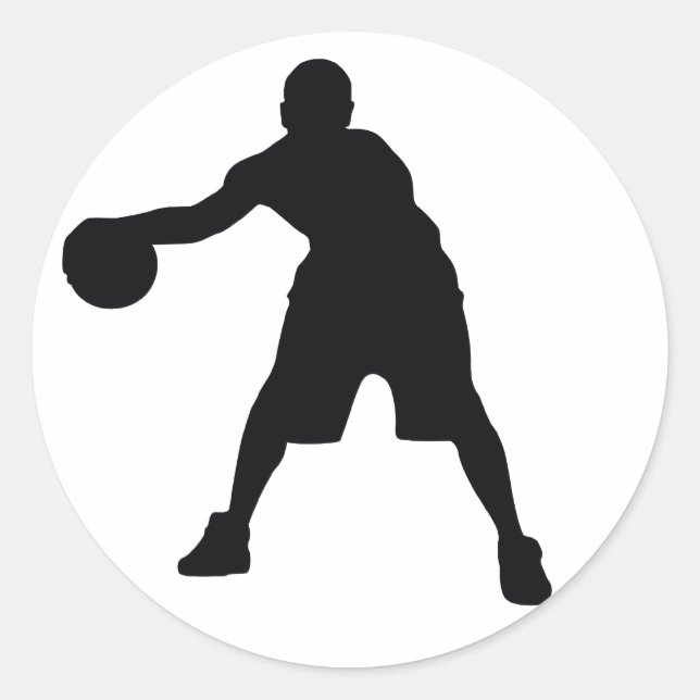 Basketball-Spieler Runder Aufkleber (Vorderseite)