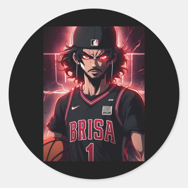 Basketball-Spieler Runder Aufkleber (Vorderseite)