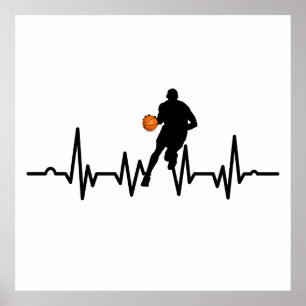 Basketball-Spieler treibende Herzschläge Poster