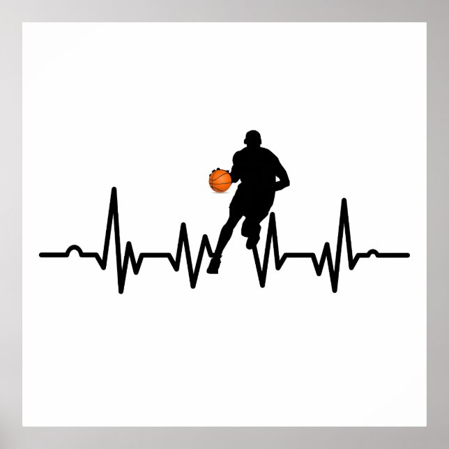 Basketball-Spieler treibende Herzschläge Poster (Vorne)