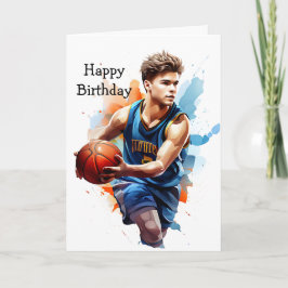 Basketball Spieler Wasserfarbenfroh zum Geburtstag Karte