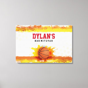 BASKETBALL SPLASH Bar Mitzvah Sign auf Memory Boar Leinwanddruck