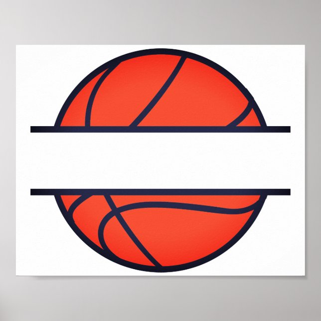 Basketball-Split-Monogramm Poster (Vorne)