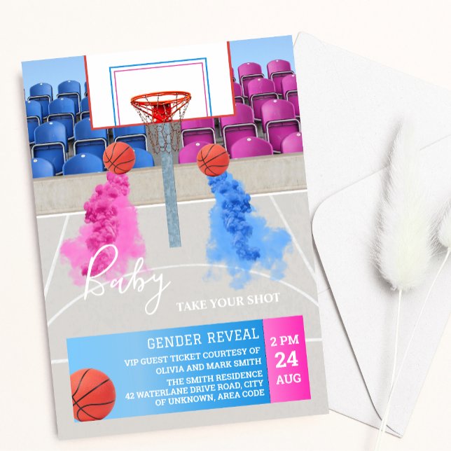 Basketball Sport Baby Gender Reveal Einladung (Von Creator hochgeladen)