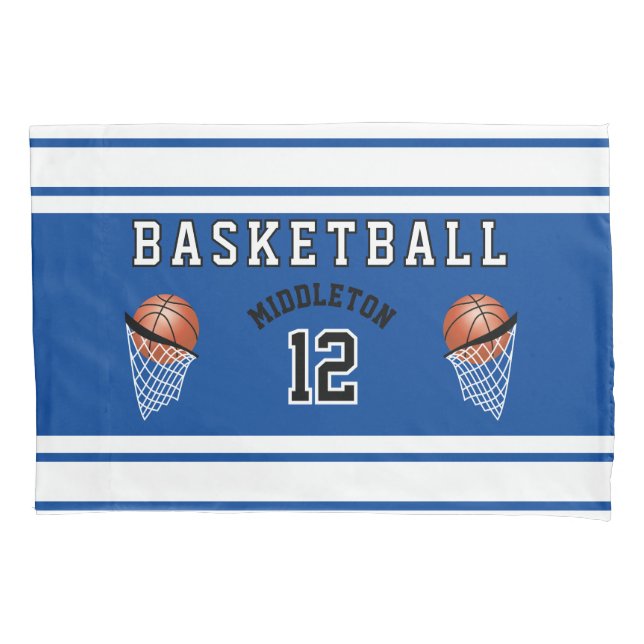 Basketball Sport Ball Design - Blau - bearbeitbar Kissenbezug (Vorderseite)