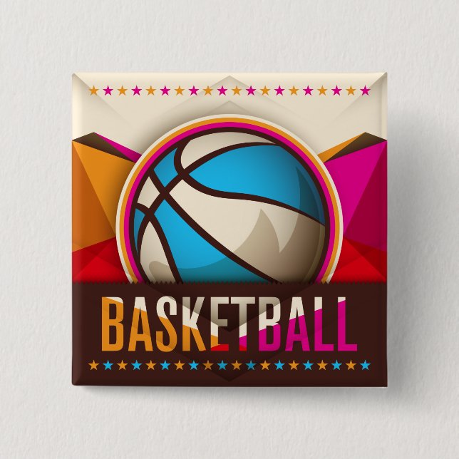 Basketball Sport Ball Game Cool Abstrakt Button (Vorderseite)