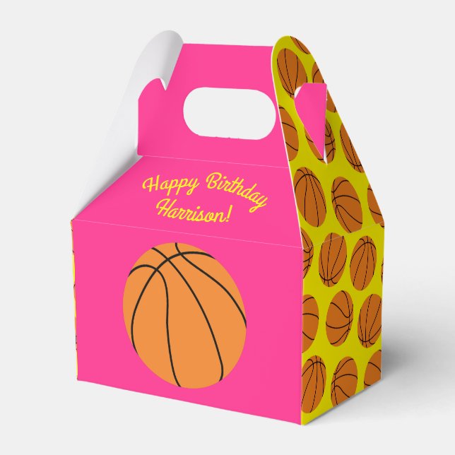 Basketball Sport Geburtstagsparty Pink Geschenkschachtel (Vorderseite)
