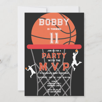 Basketball Sport Jumpman Thema Black MVP Geburtsta Einladung