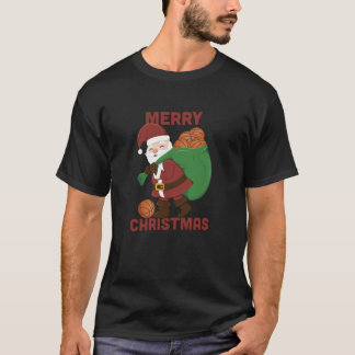 Basketball Sport Weihnachtsmann Frohe Weihnachten T-Shirt