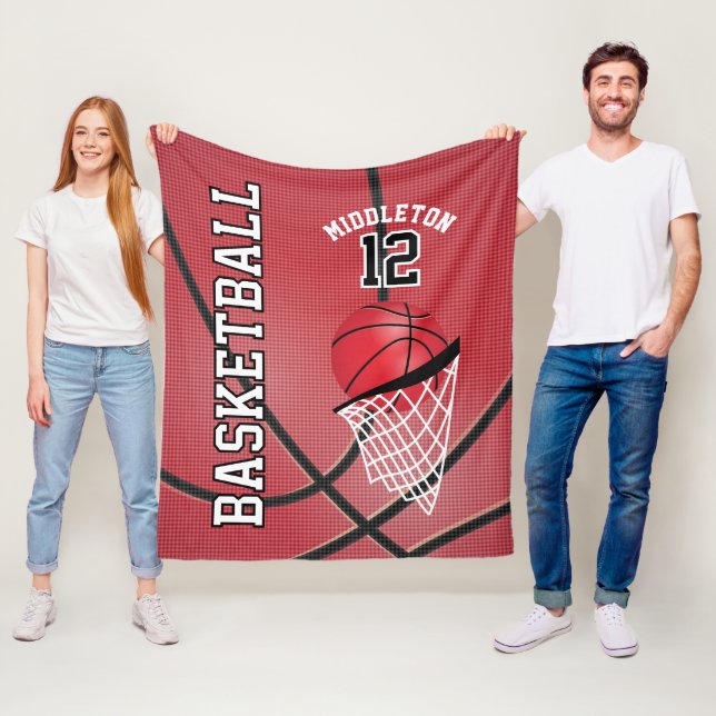 Basketball 🏀 Sportdesign in Rot Fleecedecke (Beispiel)