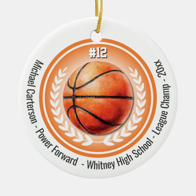 Basketball-Sportmeister Team Monogram Keramik Ornament (Vorne)