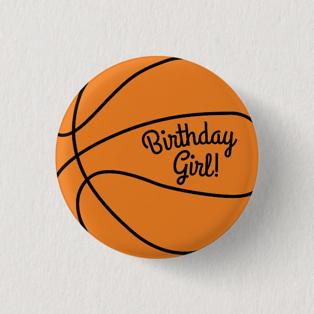 Basketball Sports Birthday Girl Party Button (Vorderseite)