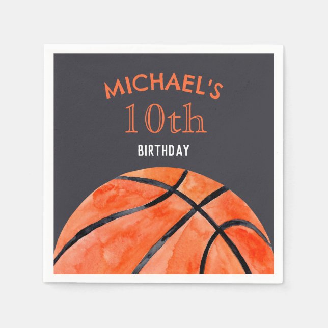 Basketball Sports Boy 10th Birthday Party Serviette (Vorderseite)