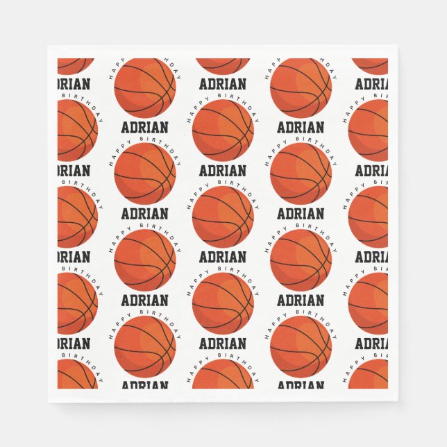 Basketball Sports Geburtstagspartei Personalisiert Serviette (Vorderseite)
