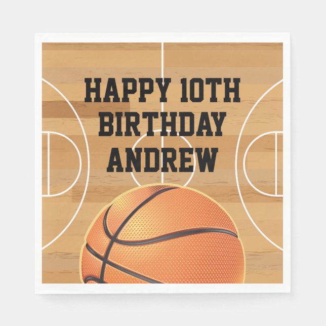Basketball Sports Happy Birthday Napkins Serviette (Vorderseite)