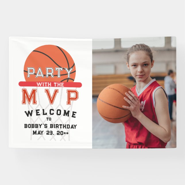 Basketball Sports Jumpman Thema jedes Alter Geburt Banner (Horizontal)