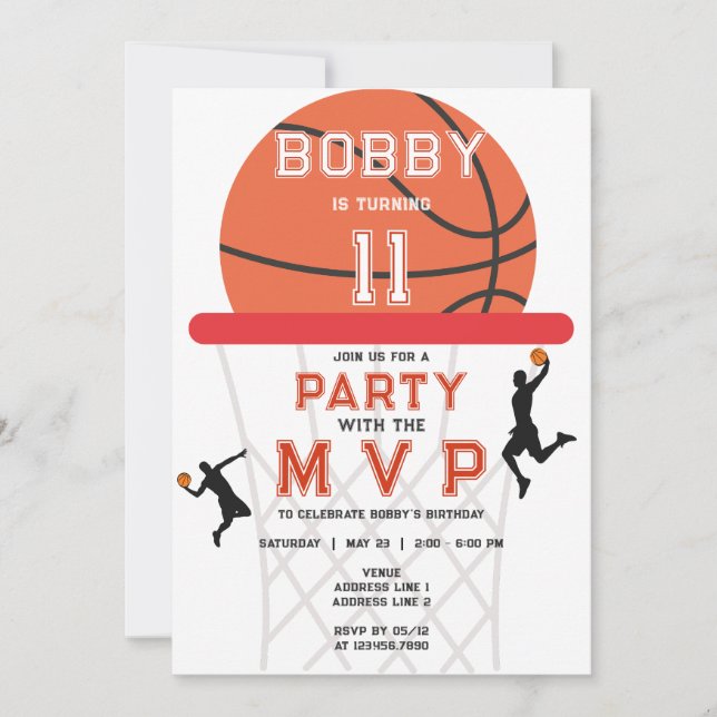 Basketball Sports Jumpman Thema White MVP Geburtst Einladung (Vorderseite)
