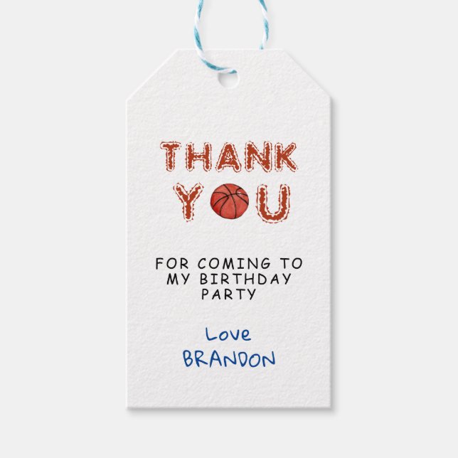 Basketball Sports Kindergeburtstag Geschenkanhänger (Vorderseite)