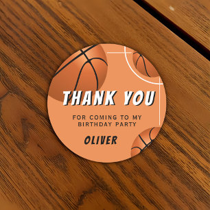 Basketball Sports Kindergeburtstag Vielen Dank Runder Aufkleber