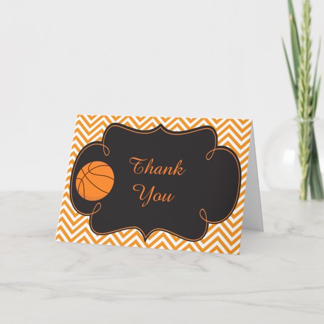 Basketball Sports Orange Birthday Thank You Dankeskarte (Vorderseite)