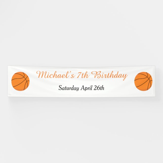 Basketball Sports Orange Geburtstag Banner (Horizontal)