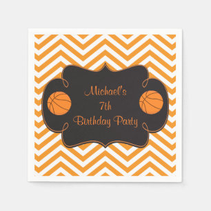 Basketball Sports Orange Geburtstag Serviette