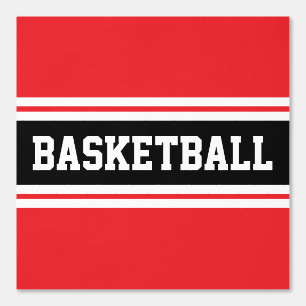BASKETBALL Sporty Bright Red Schwarz-weiß Stripes Tapete
