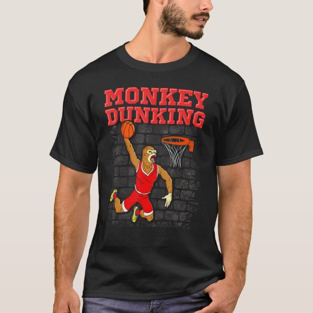 Basketball Sprichwort Slam Dunk Monkey Dunking T-Shirt (Vorderseite)