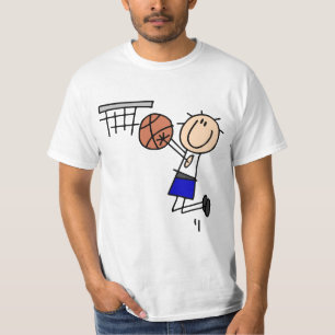 Basketball-Sprungs-Schuss-blaue T - Shirts und
