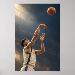 Basketball-Sprungwurf – Dramatischer Scheinwerfer Poster