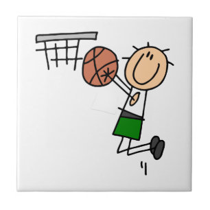 Basketball-Sprungwurf grüne T-Shirts und Geschenke Fliese