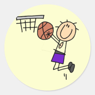 Basketball-Sprungwurf - Lila T-Shirts und Geschenk Runder Aufkleber