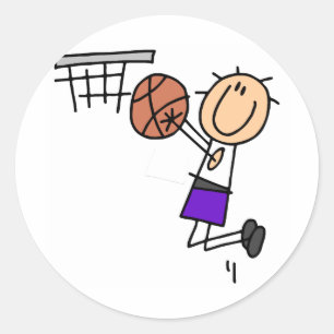 Basketball-Sprungwurf - Lila T-Shirts und Geschenk Runder Aufkleber